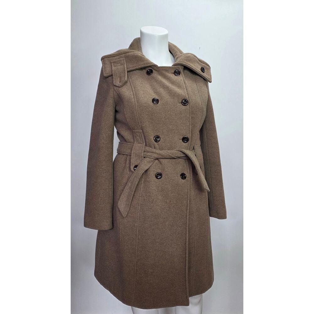 Calvin Klein Women’s Camel Wool Blend Double-Breasted Belted Coat Size L